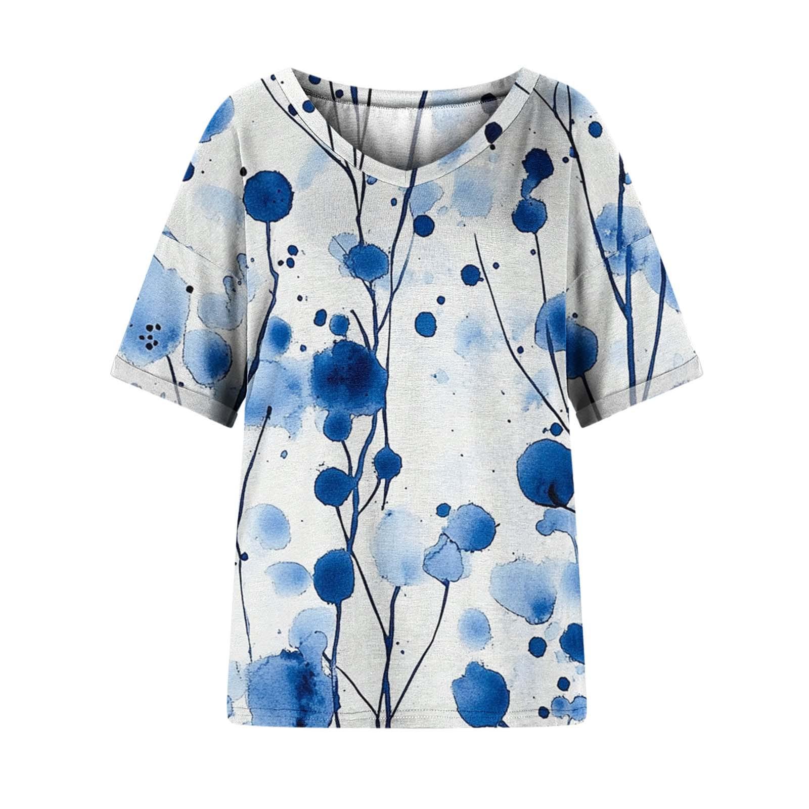 

Летний топ с V-образным вырезом и 3D-цветочным принтом, модные повседневные женские футболки с короткими рукавами XS