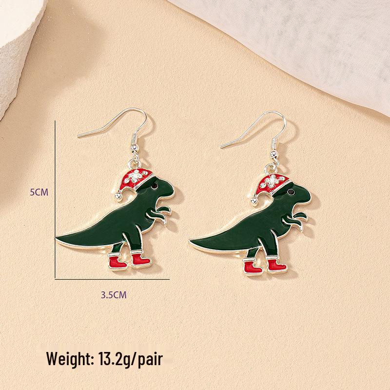 

Европейская и американская мода Серьги-пусеты Динозавры: Женский креативный мультяшный рождественский стиль
