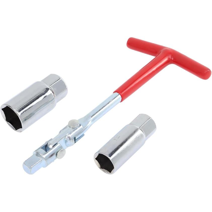 Spark Plug Socket Wrench Set - T-Handle Universal 16Mm (5/8") & 21Mm (13/16") Spark Plug Remover And Taller Tool For Motorcycles, Small Motor