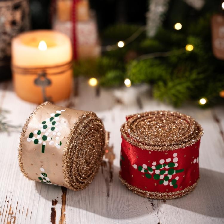 Christmas Craft Ribbon 5.46yardX5cm For Art Craft Christmas Tree Wreath Doorway Holiday Party Decoration and Packaging