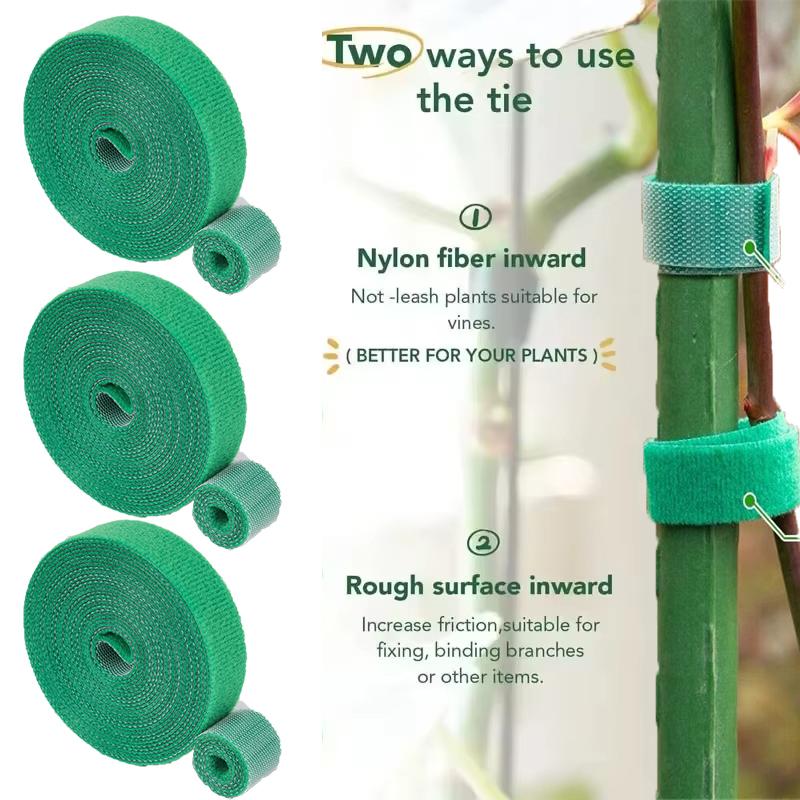 Nylon Plant Bandage Ties Black Green Garden Twine Plants Tie Velcro Fastener Tape Garden Hook Loop Bamboo Cane Wrap Support 5M