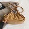 Women PU Pleated Shoulder Bag Fashion Cloud Tote Bag Chic Crossbody Bag (Khaki)