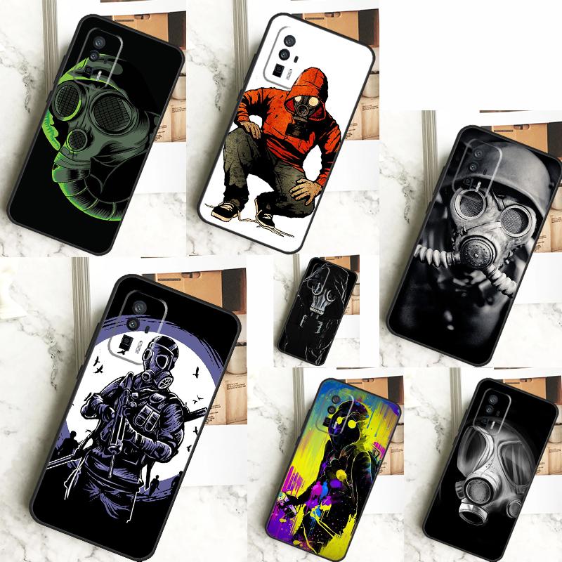 Gas Mask Case For Xiaomi 13T 11T 12T Pro 13 14 Ultra 12 Lite POCO F6 F5 X6 Pro M6 X3 X5 M5s F3 Cover