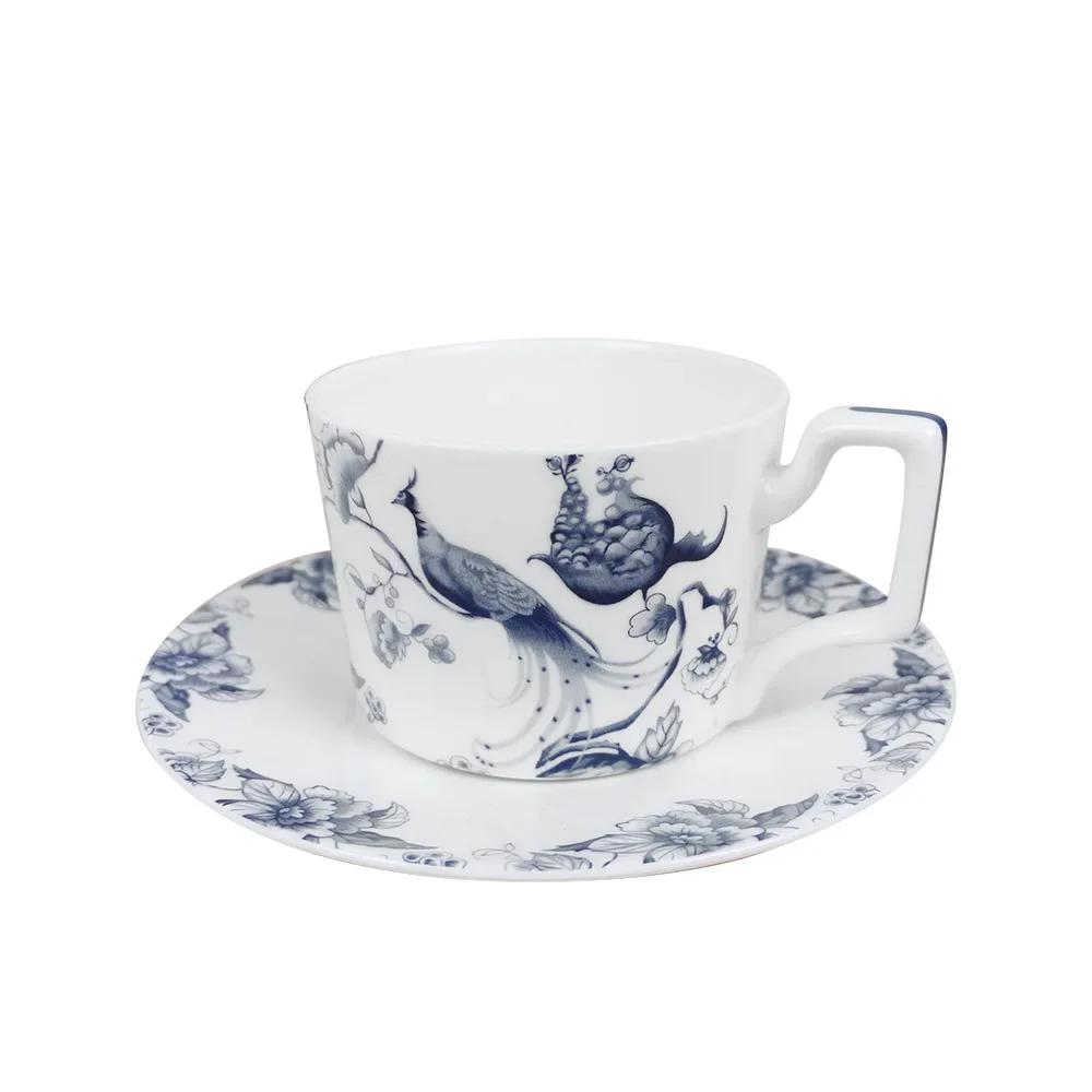 

Креативная костяная фарфоровая китайская обеденная тарелка, кофейная чашка, чайная чашка, расписанная вручную, цветы, птицы, западная посуда, декоративная тарелка для отеля