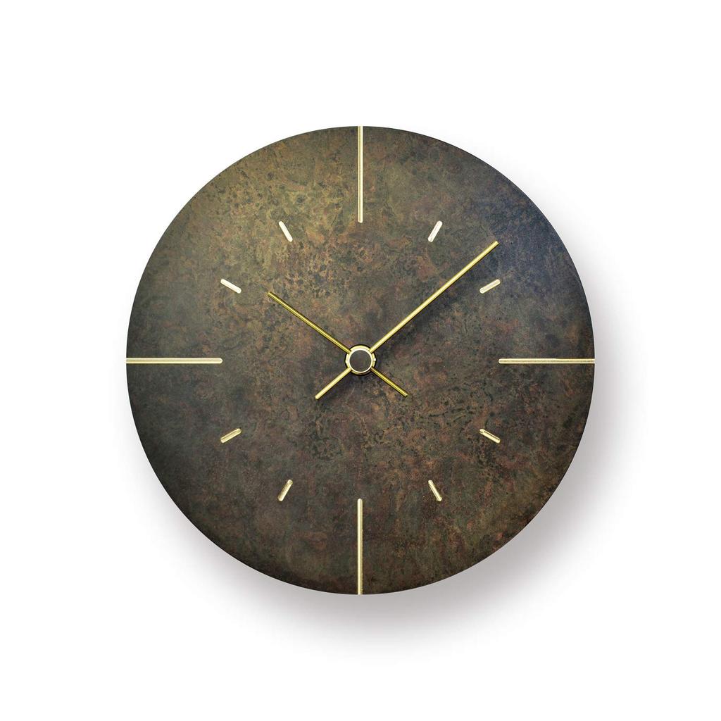 Lemnos Analog Wall Clock, Brass, Black Orb, Black Dyed with Spotted Pattern, AZ15-07BK, 18cm Diameter