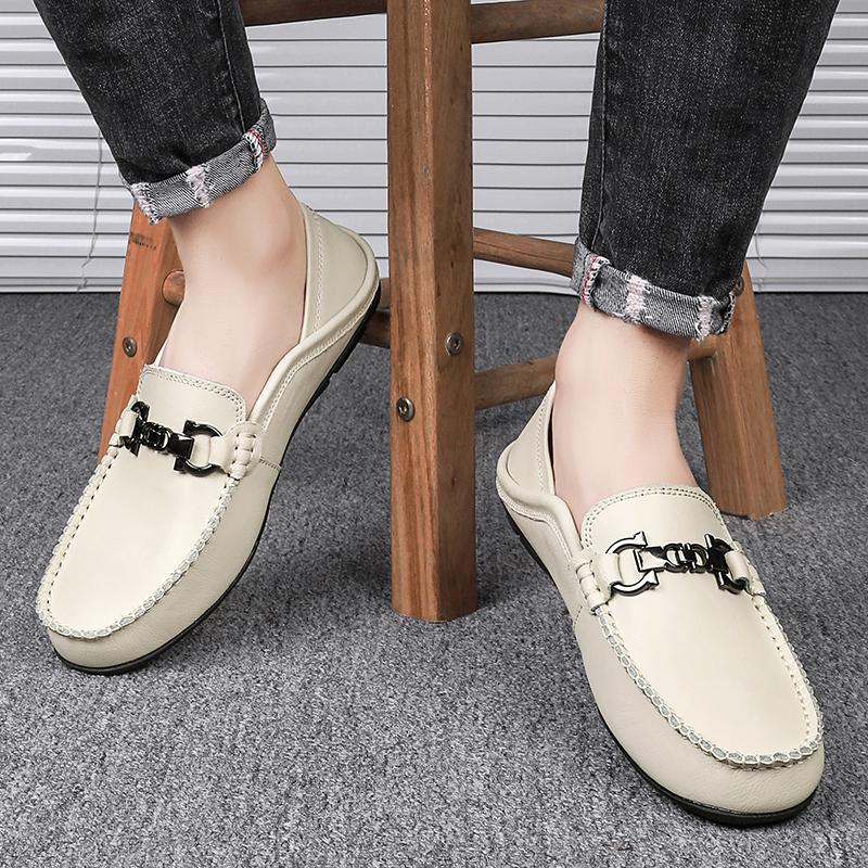 39-46 Fashion Men's Casual Slip On Leather Shoes Loafers Moccasins Flat Driving Shoes