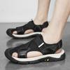 Fashion Male Beach Shoes Anti-Slip Anti-collision Toe Summer Flats Soft Leather Men Sandals Comfy Mens Slippers New Outdoor Casual Shoes
