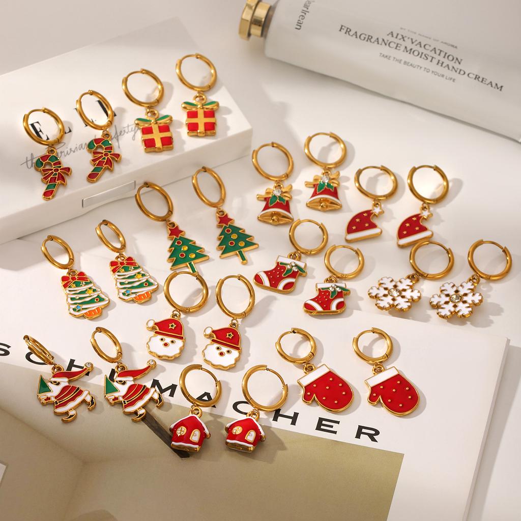 Yori Hot Style Stainless Steel Christmas Earrings 2025 Women Stainless Steel Trendy Golden PVD Waterproof Jewelry Gift