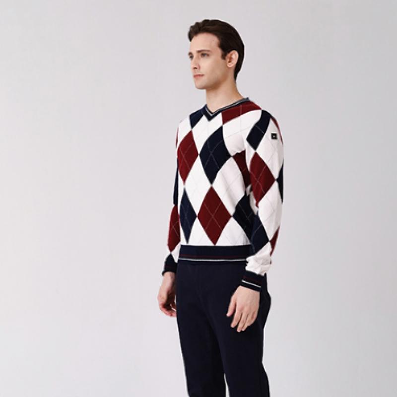 Onoff Men S Argyle caShmere Sweater Of2402gb