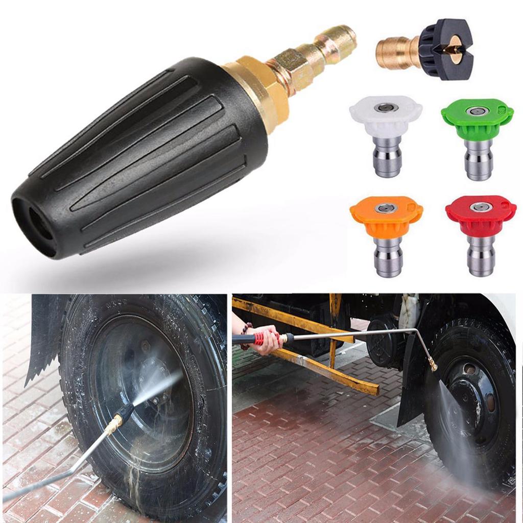 Pressure Washer Tips Nozzle 4000 PSI Rotating Pressure Washer Nozzle 1/4 '' Connect Quickly for Cleaning Surface