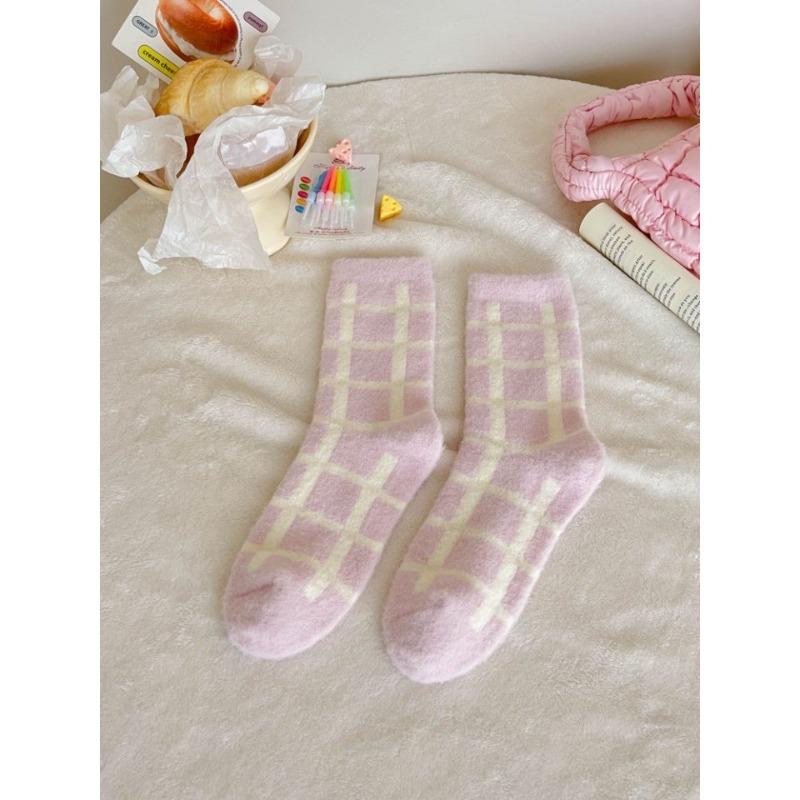 Female Winter Plus Velvet Plus Warm Lovely Cartoon Home Sleeping Floor Tube Socks