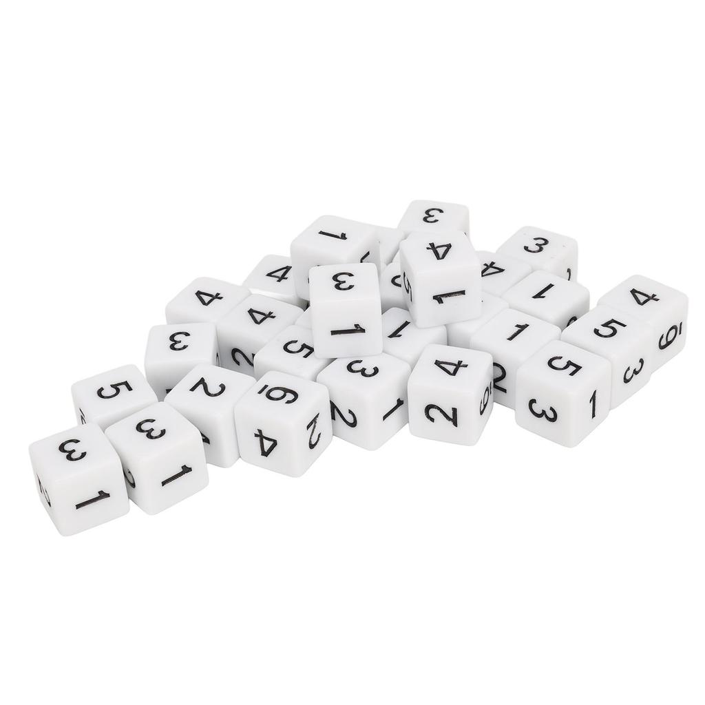 30PCS Dice Set 16mm 6 Sided Plastic Educational Number Dice Cubes for Math Games Table Games Board Games White