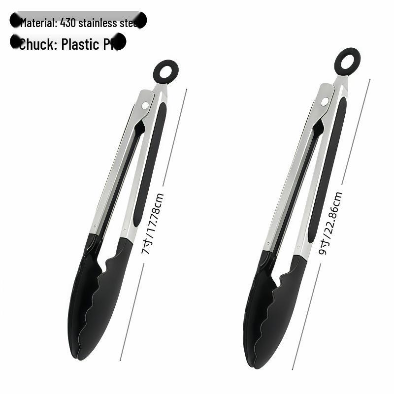High-Temperature Resistant Stainless Steel Silicone Kitchen Tongs for Stir-Frying and Grilling