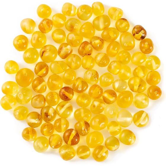 Baltic Polished Amber Loose Bead with drilled Hole - 10 Grams - 6-8 mm - Cognac