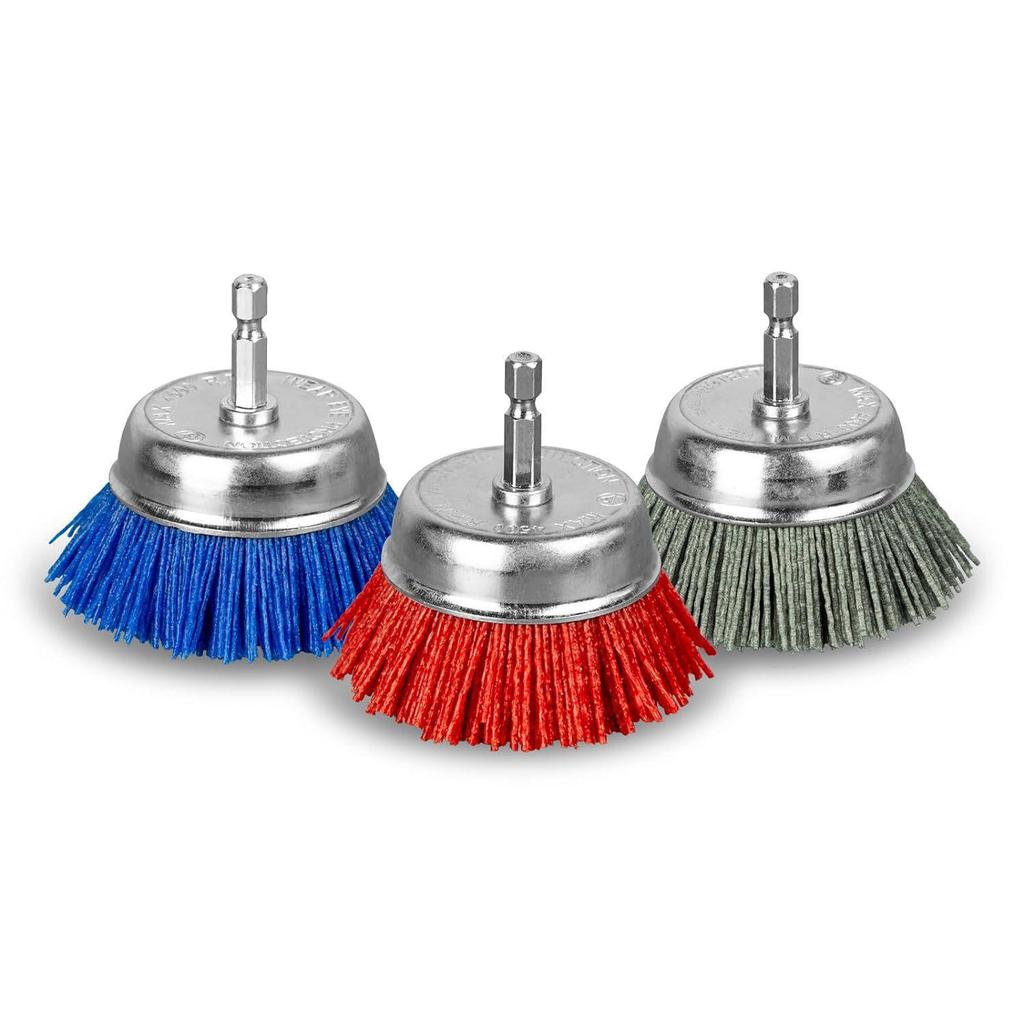 Abrasive Hex Shank Nylon Wire Drill Brush Set for Grinding, Polishing & Rust Removal