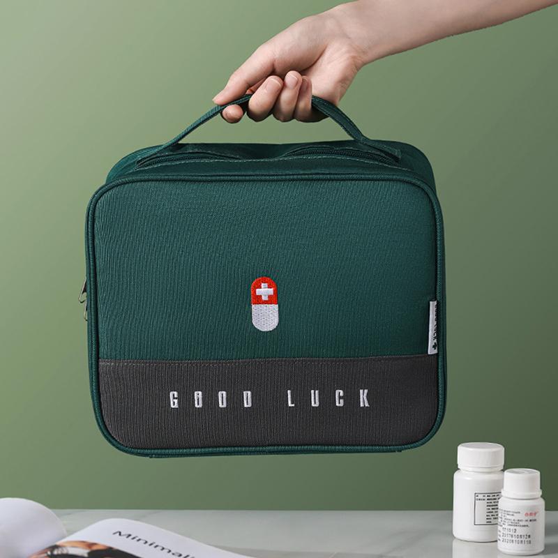 1pc Large-Capacity Thickened Medicine Box Layered Family First Aid Kit Medicine Boxes Medicine Cabinet Portable Fabric Storage Bag