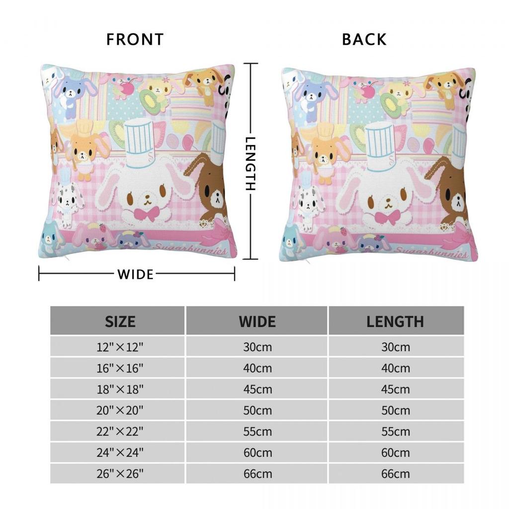 Sugarbunnies Anime Kuddfodral Polyester Dekorativ Kudde Söt Tecknad Rolig Kuddfodral
