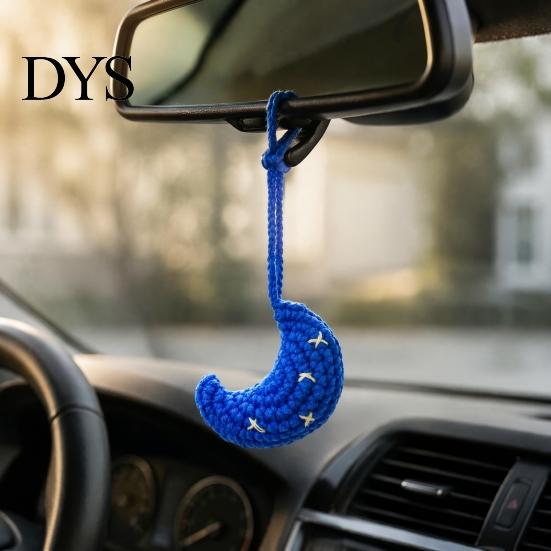 Spooky Interior Car Decoration Rearview Mirror Crochet Hanging Decoration, Knitting Grim Reaper Ghost Moon Star Snowman Ornament, Halloween