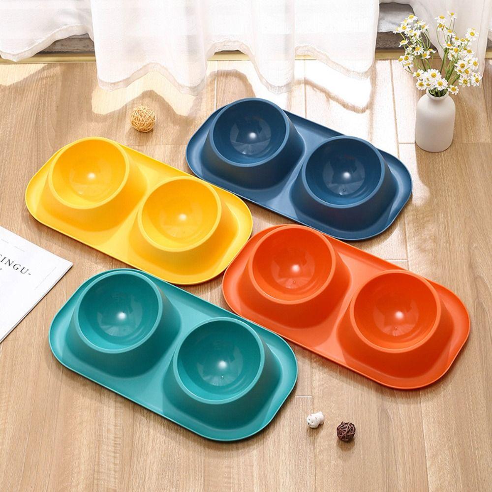 Stable Double Bowls Cat Bowl Stainless Steel Elevated Dog Water Bowl Detachable Prevent Overflow Cat Food Container Pet Supplies