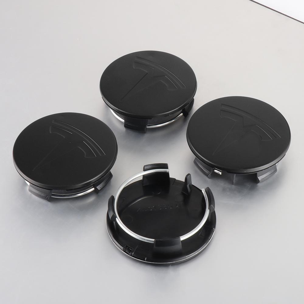 UBFMQ1 4pcs 56mm Black Silver Car Wheel Center Caps Rims Hub Cover Logo For Tesla Model 3 Y X S Hubcaps Auto Accessories