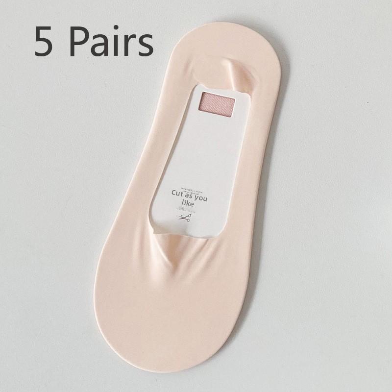 5 Pairs of Women's Summer Thin Style Shallow Mouth Non Slip Cotton Bottom Invisible Socks