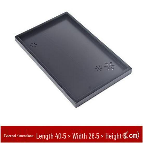 Rectangular Japanese Black Wooden Serving Tray - Solid Wood Plate for Dinner, Tea, or Water Cups. Perfect for Retro Restaurant Decor.