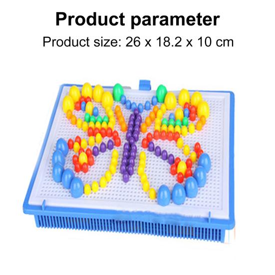 296Pcs Puzzle Multicolored Educational Plastic Mushroom Nail Mosaic Pegboard for Children