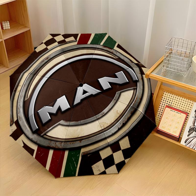 Man Truck Print 8?Ribs Automatic Umbrella Wind Resistant Lightweight Folding Umbrella For Outdoor Travel