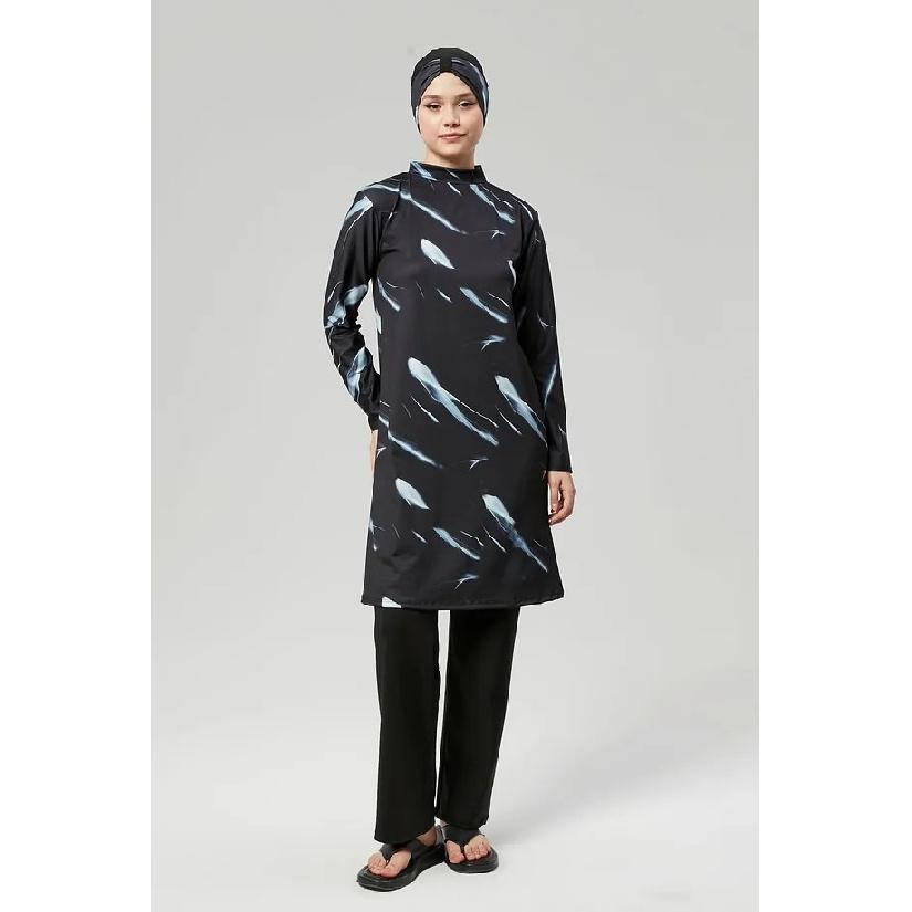 New Green 2 Piece Set Muslim Women Modest Muslim Floral Print Swimwear Full Coverage Swimsuit Islamic Hijab Beachwear Burkini Swimsuit (without