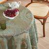 Green Lace Ruffle Edge Tablecloth, Non-Slip And Dust-Proof Table Mat, Premium Dining Table Mat, Tv Cabinet, Coffee Table Polyester