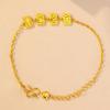Gold Shop Style Sand Gold Bling Peace & Joy Crushed Ice Cube Bracelet for Women - Light Luxury High-End Beaded Jewelry