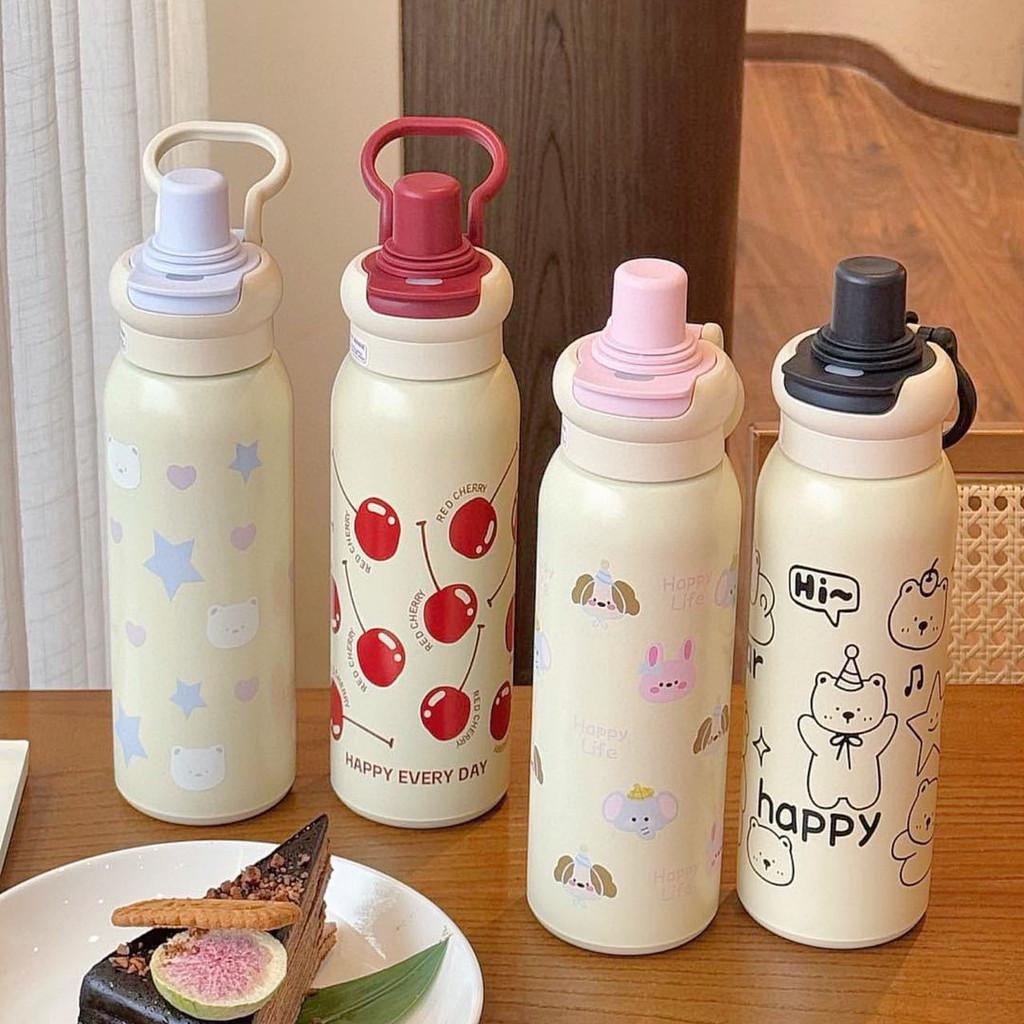 Cute Pink Bunny Ceramic Travel Mug With 316 Stainless Steel Inner For Office And Outdoor Use