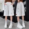 Elegant Kids Child Summer Ripped Denim Shorts for Girls Fashion Casual Knee Length White Jeans Pants with Holes 5 7 9 11 13 14 Y