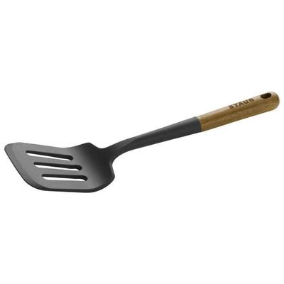 Spatula - STAUB - 31 Cm - Black Silicone - Acacia Wood - Ergonomic