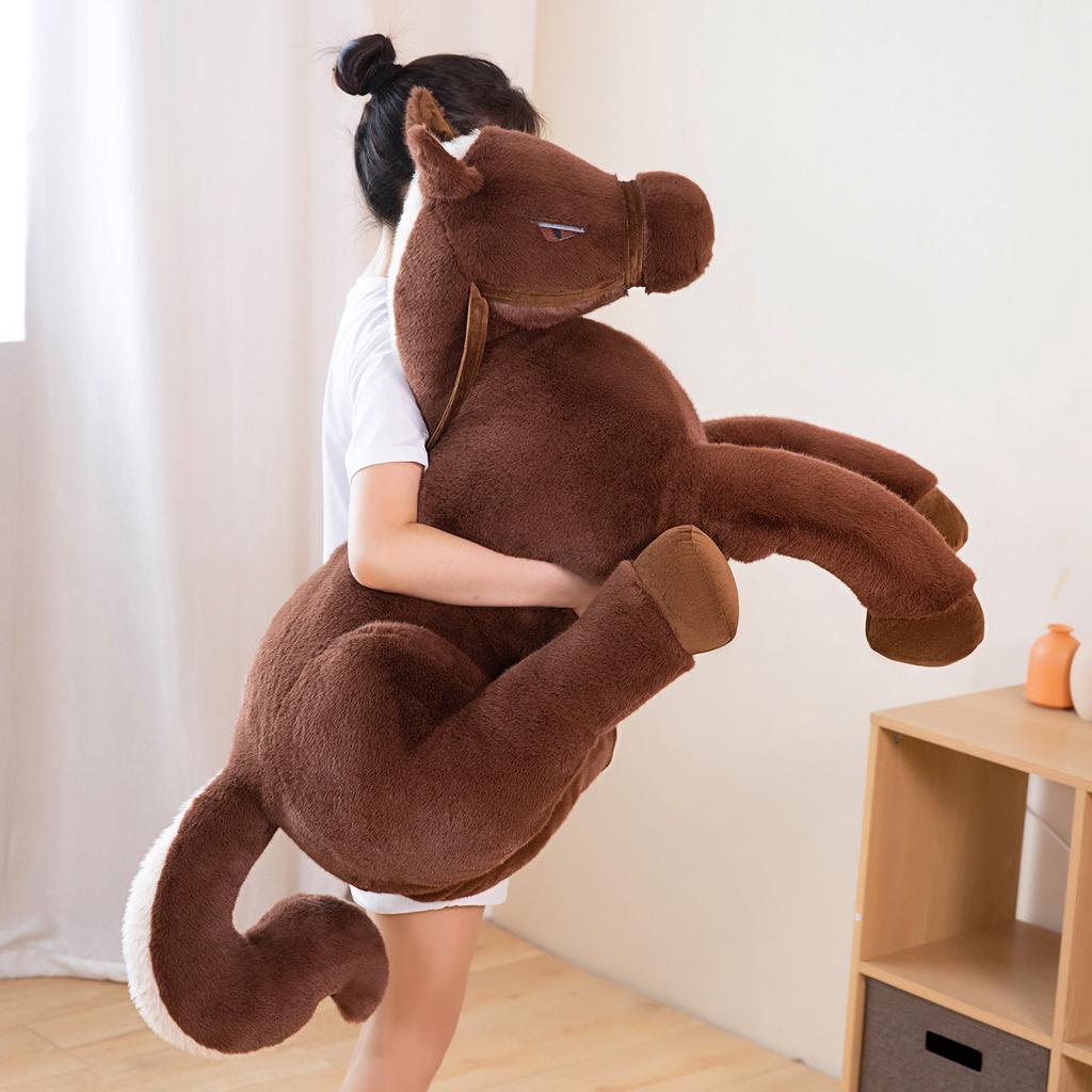 Big Size Cool Black Horse Throw Pillow Classic Horses Plush Toy Sofa Cushion Sleeping Companion Doll Home Decor Boy Gift