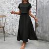 2026 summer fashion casual European and American cross-border 2-piece set women's solid color short-sleeved top and casual A-shaped skirt set