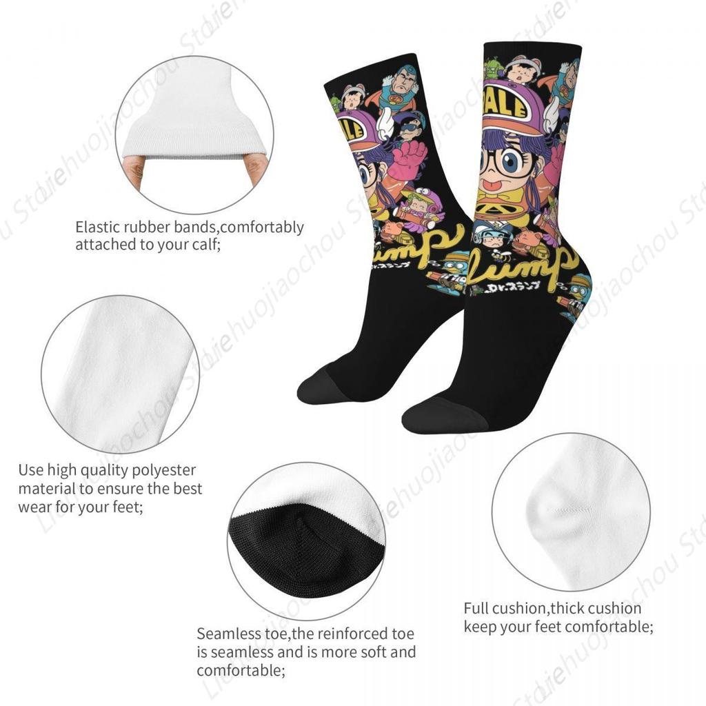 Casual Arale Anime Cute Soccer Socks Dr Slump Polyester Long Socks for Women Men