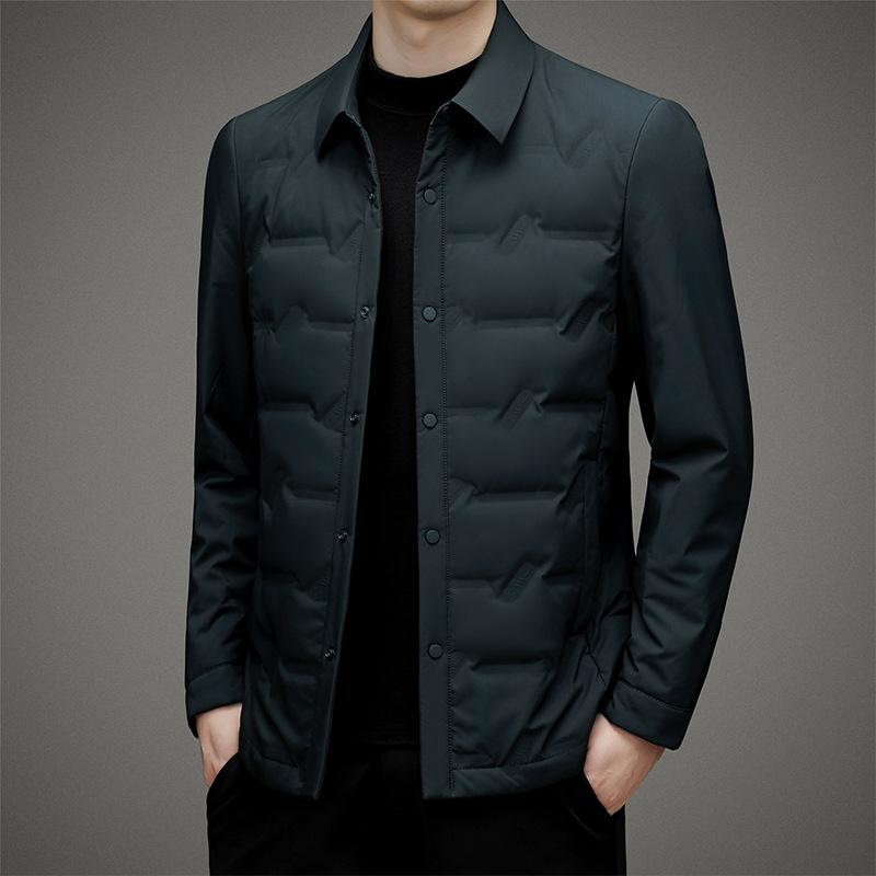 Herbst Neu Mittleren Alters Herren Revers Trendige Daunenjacke Kältebeständig und Warm Daunenjacke