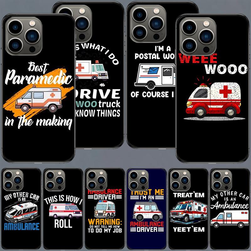 Paramedic Ambulance Wee Woo Phone Case For Iphone 17 Air 16 15 Pro Max 14 Plus 16E Coque 13 Pro 12 Mini 11 Clear Cover Silicone