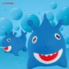 Velký gumový skákací míč pro děti Žralok Baby Shark Modrý Na skákání S pumpičkou, Hračka na skákání