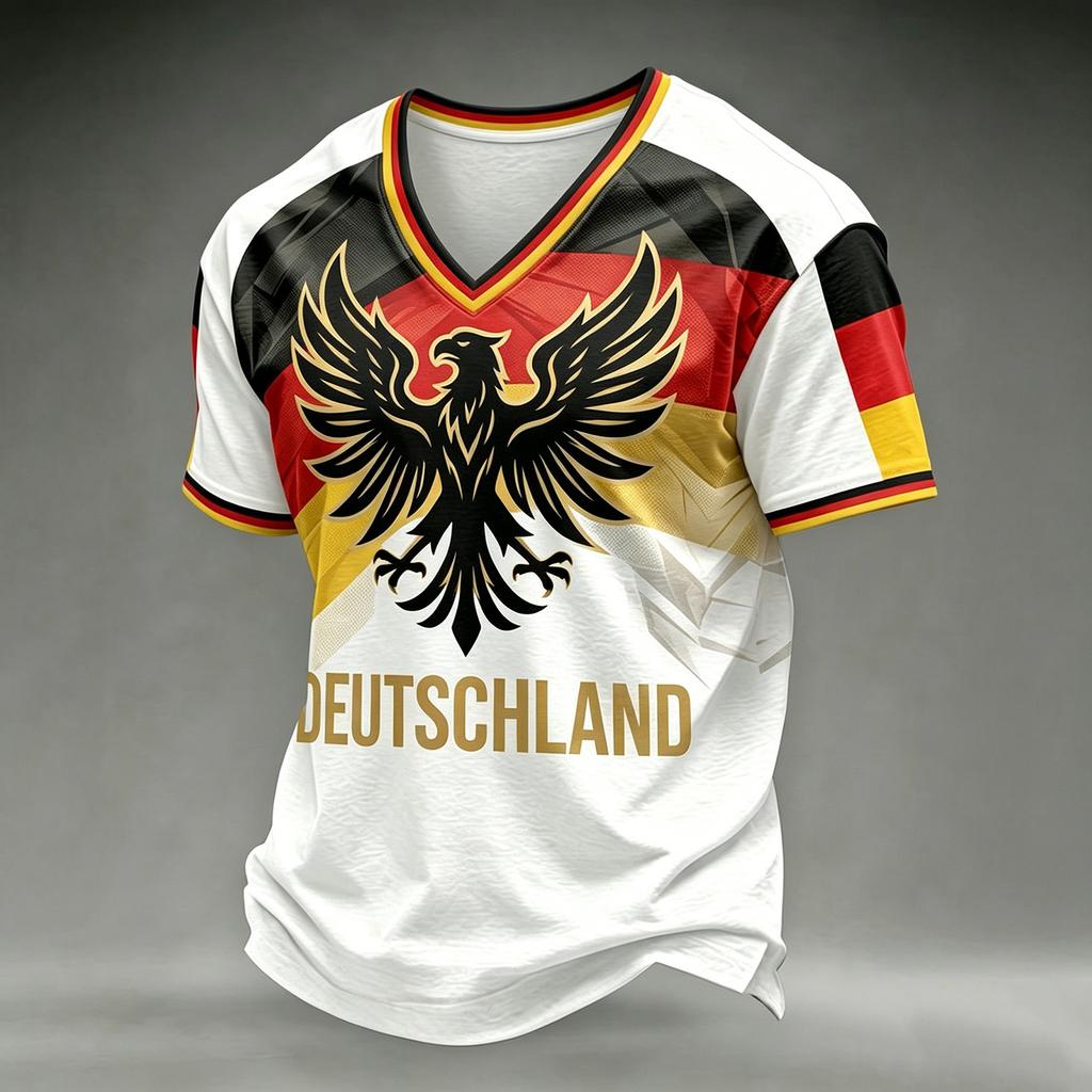 Men's V-Neck Soccer Graphic Print Short Sleeve T-Shirt, Summer Casual Comfort Casual Top