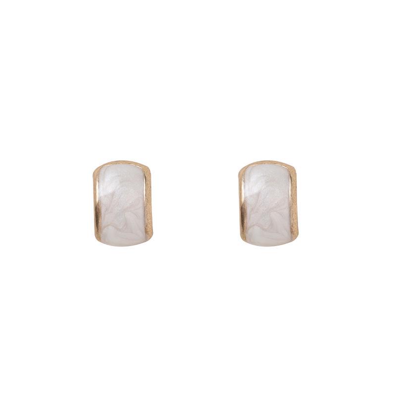 Pendientes de botón de esmalte coreano minimalistas retro en forma de corazón con perlas