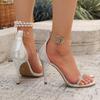 Fashion Fashion 2025 Buckle Strap Women's Sandals New Crystal Office and Career Summer String Bead Best Seller Elegant Heeled Sandals