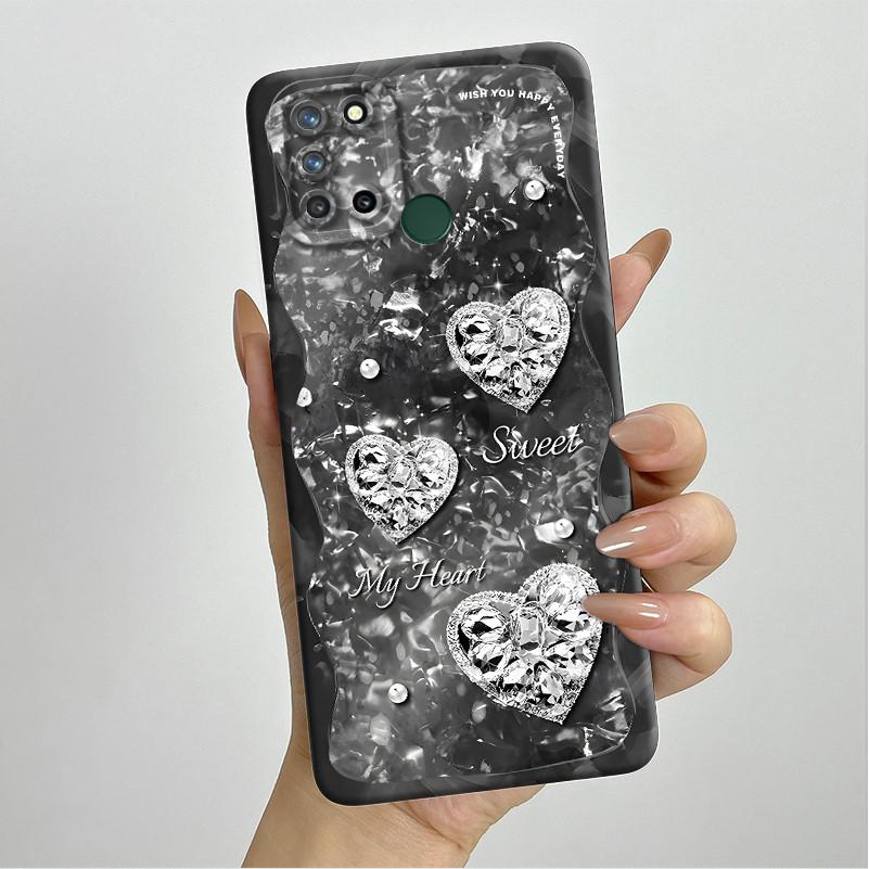 Phone Case For Realme 7I RMX2103 C17 Shockproof Case For Realme C17 Pretty Flowers Liquid Soft Silicone Back Cover Bumper Fundas