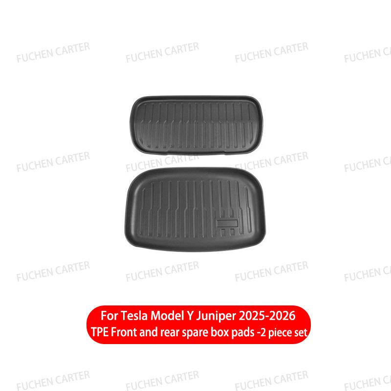 For Tesla Model Y Juniper 2025 2026 TPE Car Front Rear Trunk Mat Waterproof Wear-resistant All Weather Trunk Mats Backrest Mats