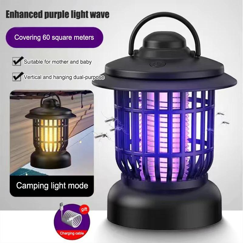 Přenosná lampa proti komárům venkovní elektrická lapačka na mouchy zapper hubič hmyzu repelent USB dobíjecí tichá lampa proti komárům