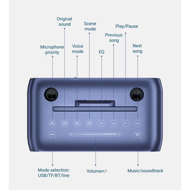 Karaoke-Maschine für Erwachsene & Kinder Tragbare Lautsprecher mit 2 UHF-Funkmikrofonen Unterstützt AUX/USB/Typ C/TF-Karte/Bluetooth PA-System