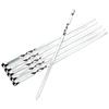 6PCS Thickened Stainless Steel Barbecue Skewers Large Flat Barbecue Skewers Lamb Skewers Outdoor Barbecue Picnic Tools