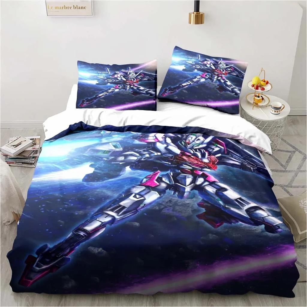 3D Printer Soldier Cartoon Pattern Three-piece Set, Delicate Quilt Cover Pillow Case, Housewares Set, Beautiful Gift Household