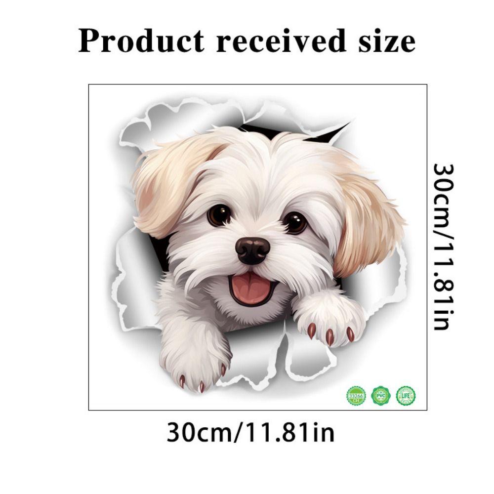 3D Cracked Dog Toilet Stickers Animal Wall Sticker Cute Bathroom Decoration Christmas Decals